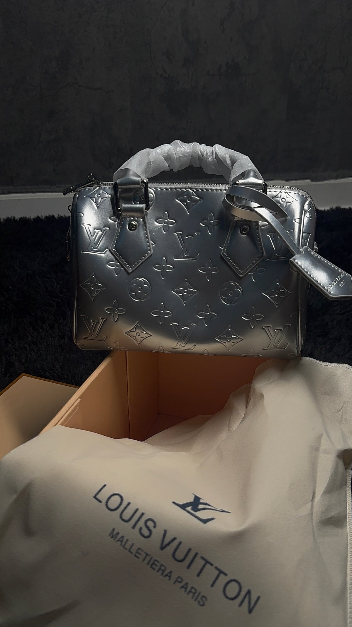 Silver LV Monogram Speedy